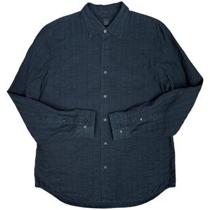 Men's EXPRESS Modern Fit Textured Striped Black Dress Shirt | Size L‎